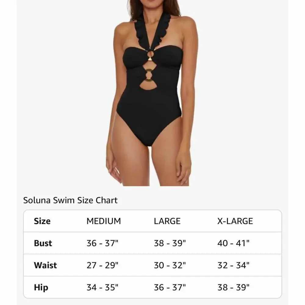 Soluna Swim Standard Buckle Up One Piece Bandeau Swimsuit Size XL